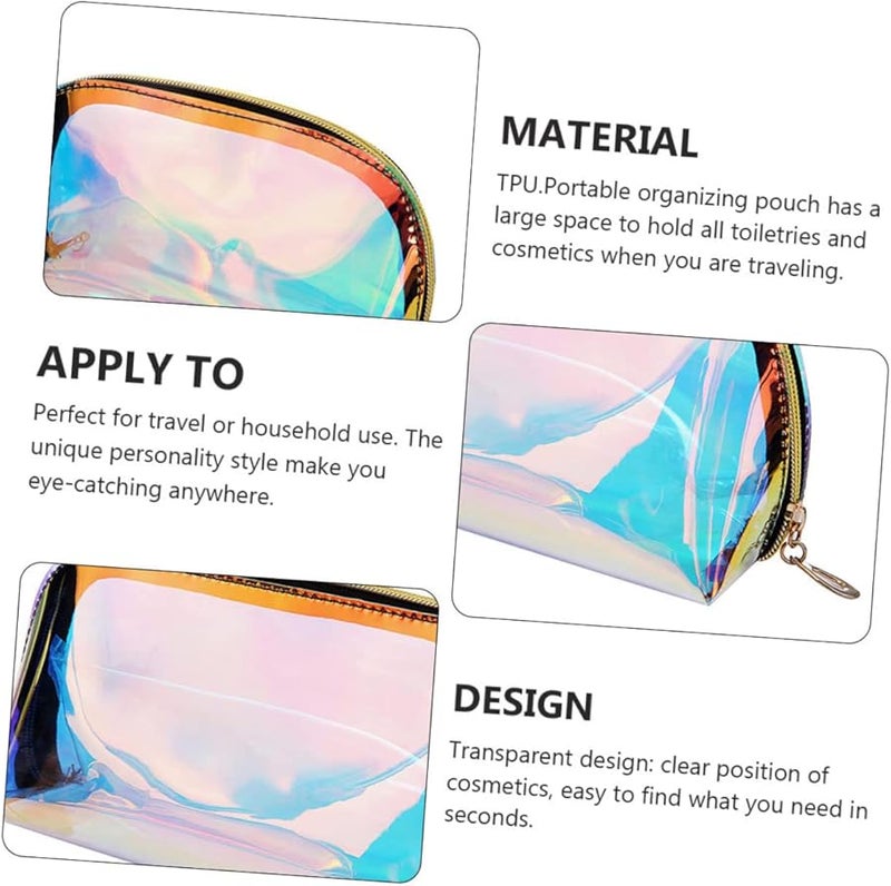 Holographic Makeup Bag Set Of 4 TPU Cosmetic Pouch Travel Organizer - Image 3